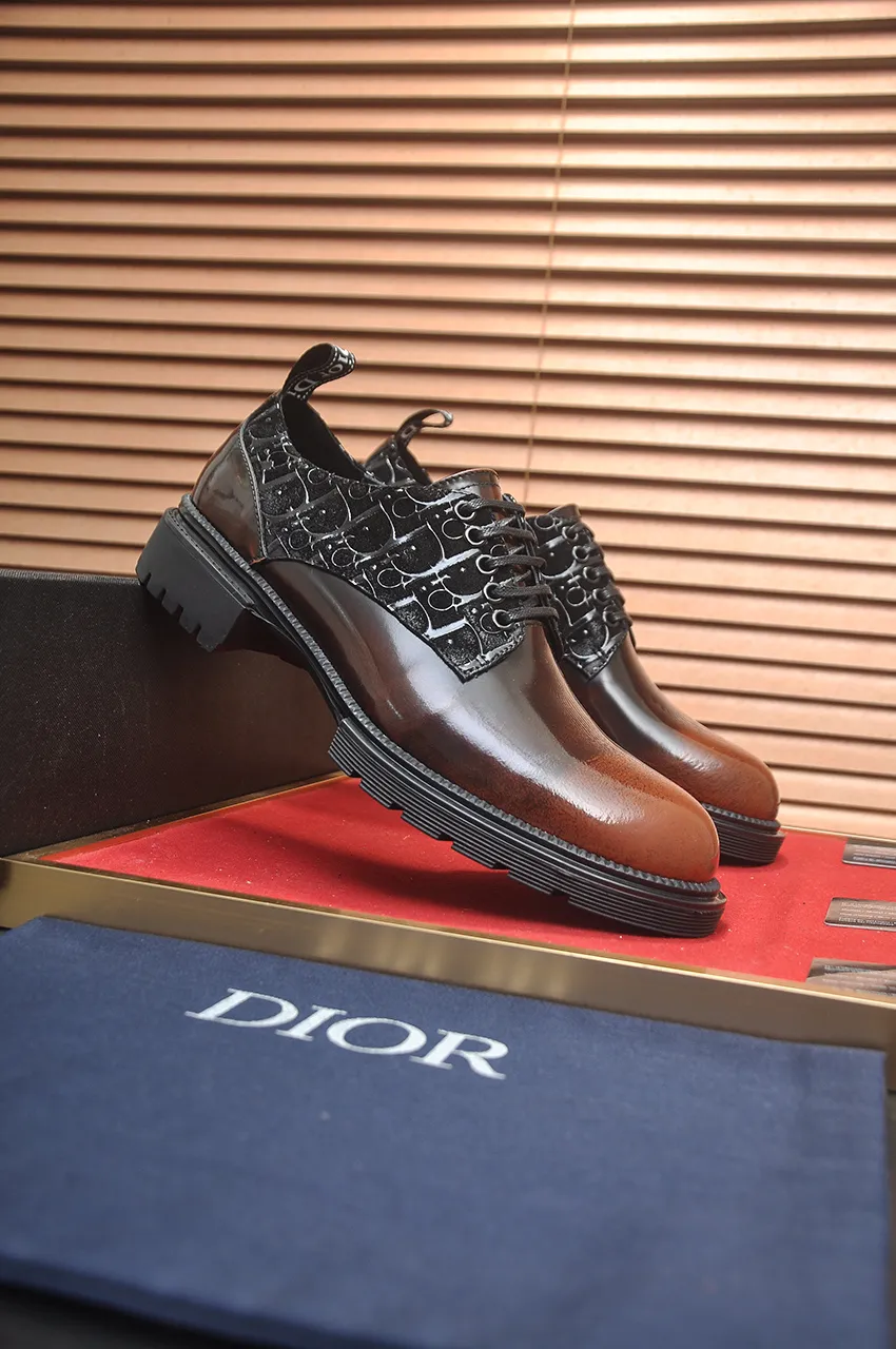Men's shoes💰720💶【Dior】High-end goods Niuli Original order quality Dior —🆘.Dior original order purchasing, high-end leather shoes, fabric: imported from Italy open-edge beaded cowhide➕water-dyed cowhide/cowhide lining➕specially provided original outsole, fine workmanship, real-life shooting🎬size: 38-45 (45 customized)
